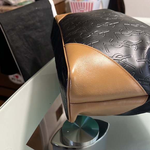YVES SAINT LAURENT YSL Black / Brown Leather Tote bag One Shoulder Bag Vintage 2 - Picture 14 of 15